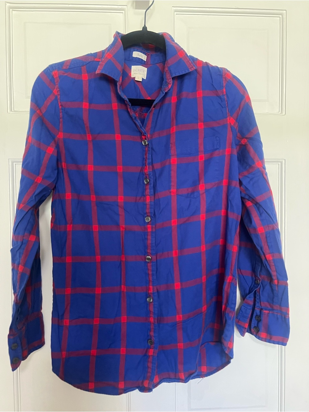 J. Crew Royal Blue and Red Plaid Button-Down Shirt